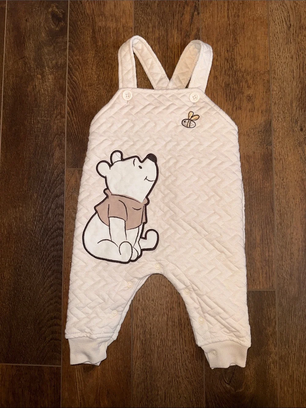 Disney Baby Cream Quilted Overalls with Winnie the Pooh Applique